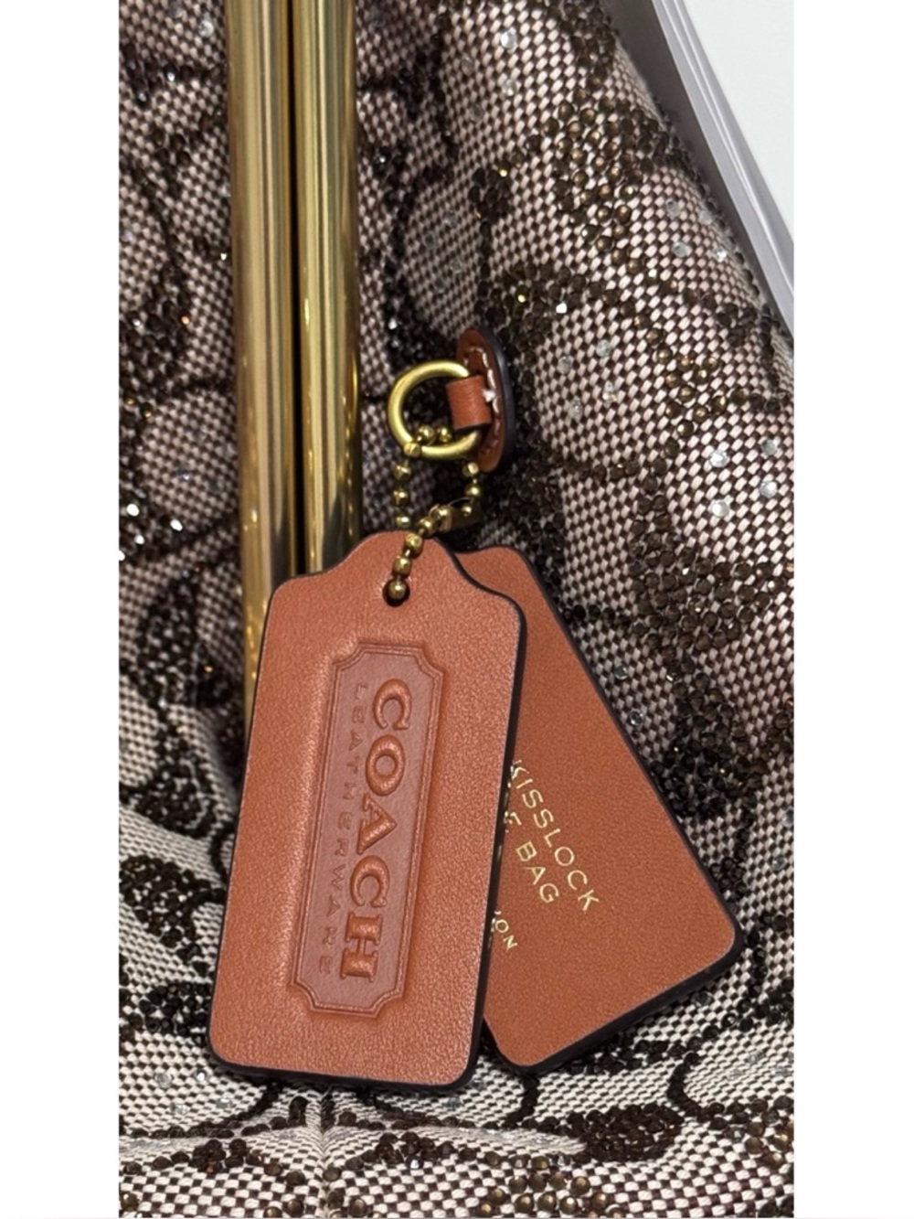 COACH Large Kisslock Frame Bag In Crystal Signature Jacquard - Picture 6 of 14